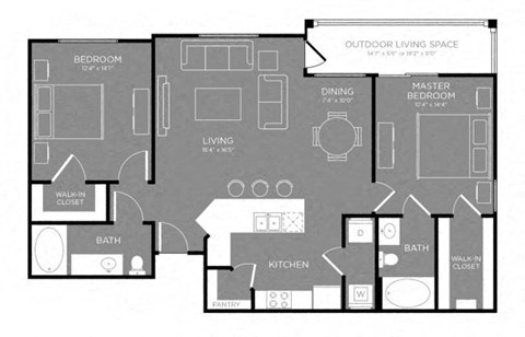 Two Bed Two Bath Floor Plan at Grand Estates in the Forest, Conroe, TX, 77384